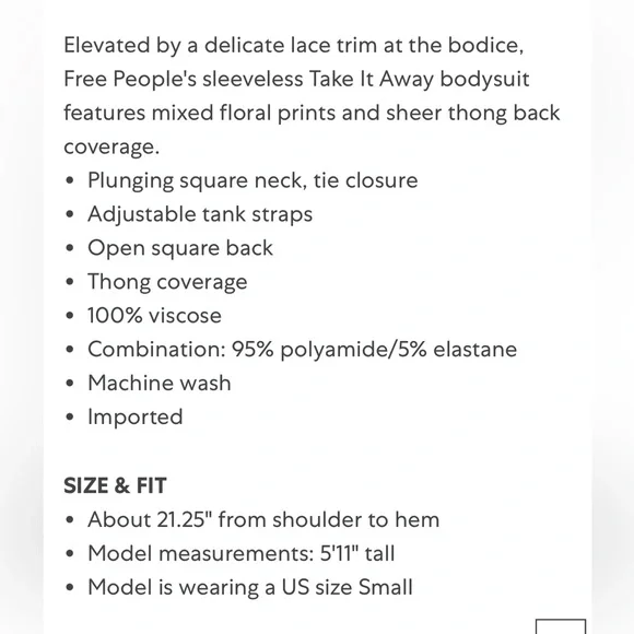 NEW🔥Free People Take It Away Bodysuit - Sleeveless Ivory Combo $68 - Picture 6 of 9